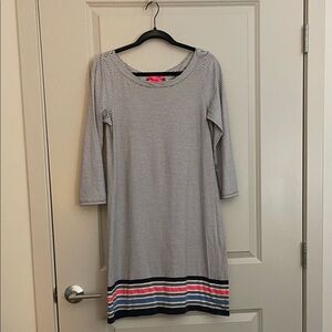 Lilly Pulitzer Black and White Striped Dress with Multicolor Hem